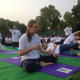 A participant warms up at the International Yoga Day celebrations in New Delhi.